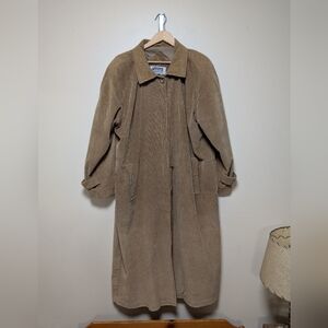 Fashion Elements Women’s Corduroy Trench Coat Tan Longline Jacket Size 1X